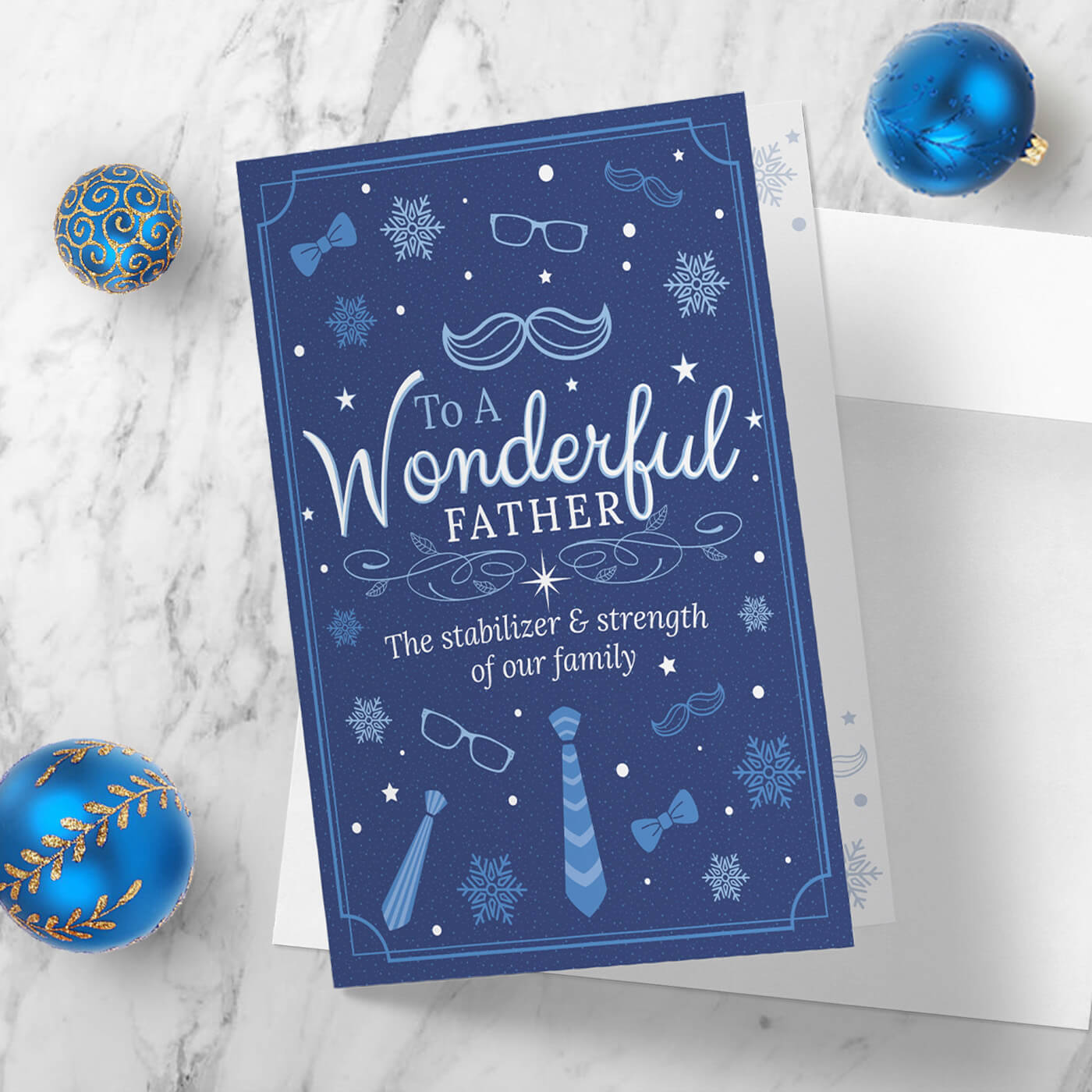Blue Christmas Card: To A Wonderful Father