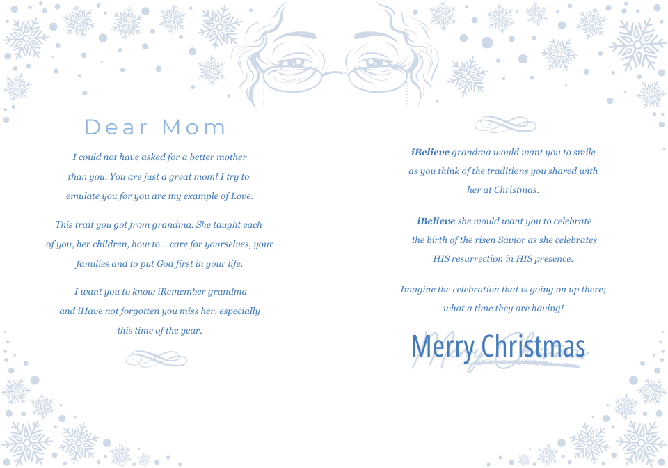 Blue Christmas Card: To A Very Special Mom