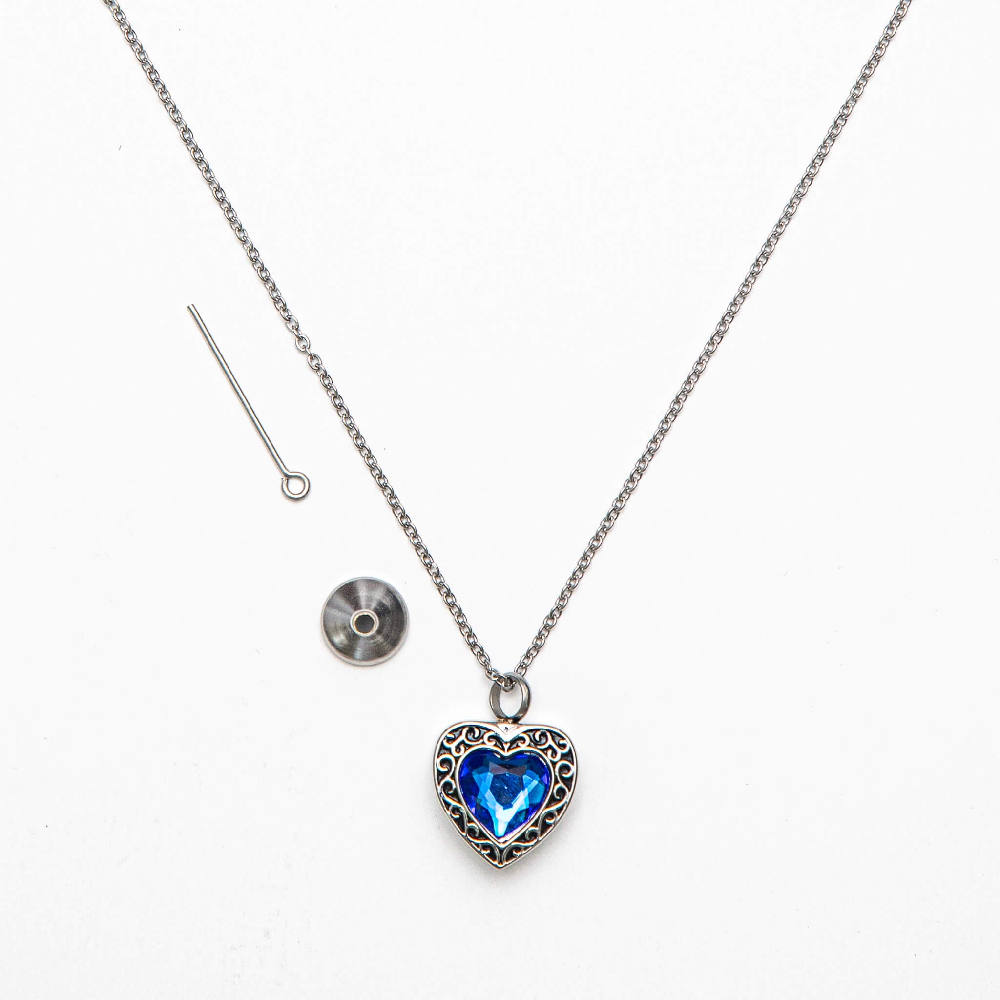 Blue Crystal Urn Necklace for Ashes