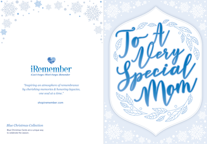 Blue Christmas Card: To A Very Special Mom