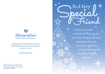 Blue Christmas Card: To A Very Special Friend